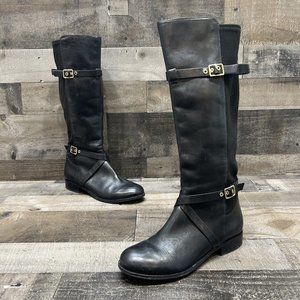 Cole Haan Grand Os Womens Black Leather side zip tall boots size 8 C